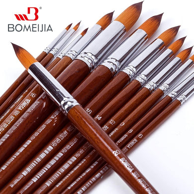 13pcs Artist Paint Brushes Set Nylon Hair Wood Long Handle Painting Brush for Oil Acrylic Watercolor Professional Art Supplies