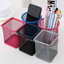 Load image into Gallery viewer, New Pencil Holder Office Desk Metal Mesh Square Round Pen Pot Cup Case Container Organiser Durable Pencil Case