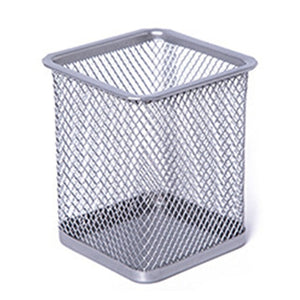 New Pencil Holder Office Desk Metal Mesh Square Round Pen Pot Cup Case Container Organiser Durable Pencil Case