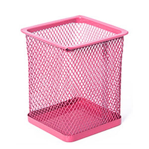 New Pencil Holder Office Desk Metal Mesh Square Round Pen Pot Cup Case Container Organiser Durable Pencil Case