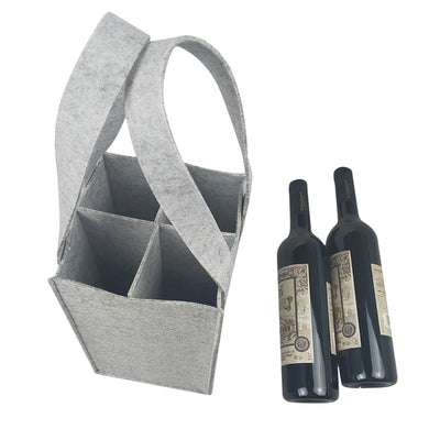 6-grid Felt Wine Bag Beer Bottle Shopping Tote Red Wine Bottle Pouch Wedding Party Camping Bottle Carrier Package
