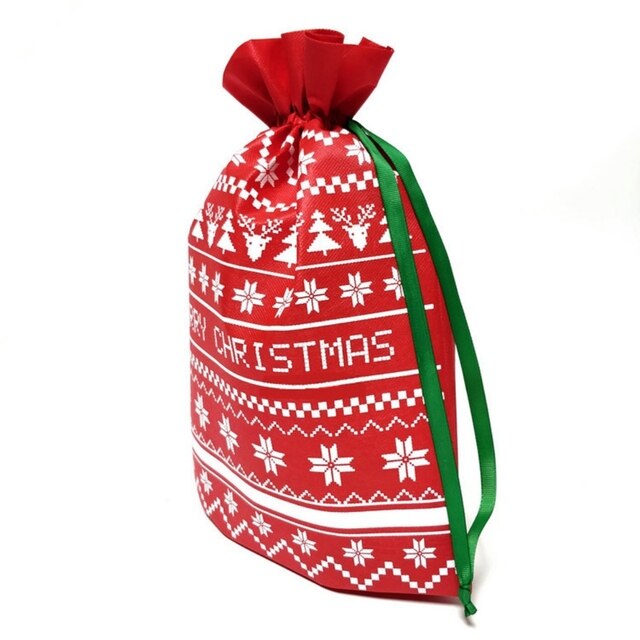 1PC Cute Shape Merry Christmas Gift Bag Drawstring Lovely Portable Storage Candy Bag Packaging Non-woven Bags