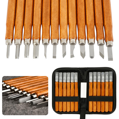 12pcs DIY  Woodcut Knife Sculpture Wood Carving Tools Woodworking Arts Crafts Cutter Graver