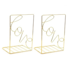 Load image into Gallery viewer, 2Pcs/Pair Creative Love Shaped Metal Bookends Desk Storage Holder Shelf Book Organizer Stand