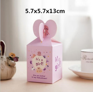 10pcs/lot Hanging Kraft Paper Candy Box Baby Shower Gifts For Guests Birthday Party Babyshower Boy Girl Gift Bag Party Supplies