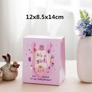 10pcs/lot Hanging Kraft Paper Candy Box Baby Shower Gifts For Guests Birthday Party Babyshower Boy Girl Gift Bag Party Supplies
