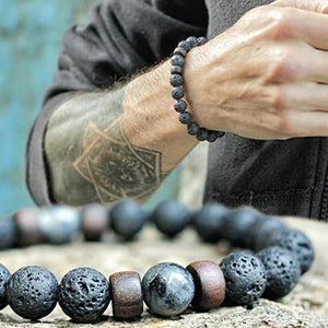 Men Women Natural Stone Volcanic Rocks Beads Yoga Bracelet Bangle Jewelry Gift