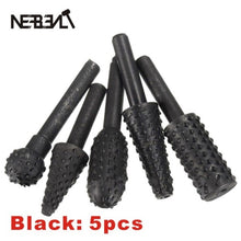Load image into Gallery viewer, 5pcs Woodworking Steel Rotary Rasp File 1/4&quot; Shank Rotor Craft Files Rasp Burrs Wood Bits Grinding Power Carving Hand Tool