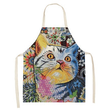 Load image into Gallery viewer, Flower Kitchen Cooking Apron Cute Cat Printed Home Sleeveless Cotton Linen Aprons for Men Women Baking Accessories