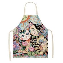 Load image into Gallery viewer, Flower Kitchen Cooking Apron Cute Cat Printed Home Sleeveless Cotton Linen Aprons for Men Women Baking Accessories