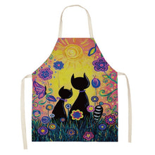 Load image into Gallery viewer, Flower Kitchen Cooking Apron Cute Cat Printed Home Sleeveless Cotton Linen Aprons for Men Women Baking Accessories