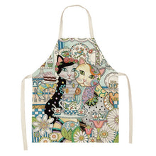 Load image into Gallery viewer, Flower Kitchen Cooking Apron Cute Cat Printed Home Sleeveless Cotton Linen Aprons for Men Women Baking Accessories