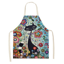 Load image into Gallery viewer, Flower Kitchen Cooking Apron Cute Cat Printed Home Sleeveless Cotton Linen Aprons for Men Women Baking Accessories