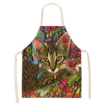 Load image into Gallery viewer, Flower Kitchen Cooking Apron Cute Cat Printed Home Sleeveless Cotton Linen Aprons for Men Women Baking Accessories