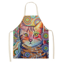 Load image into Gallery viewer, Flower Kitchen Cooking Apron Cute Cat Printed Home Sleeveless Cotton Linen Aprons for Men Women Baking Accessories