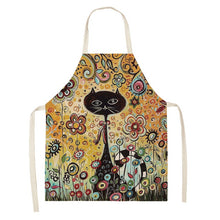 Load image into Gallery viewer, Flower Kitchen Cooking Apron Cute Cat Printed Home Sleeveless Cotton Linen Aprons for Men Women Baking Accessories