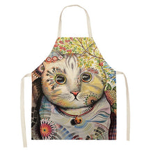 Load image into Gallery viewer, Flower Kitchen Cooking Apron Cute Cat Printed Home Sleeveless Cotton Linen Aprons for Men Women Baking Accessories