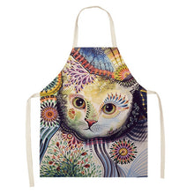 Load image into Gallery viewer, Flower Kitchen Cooking Apron Cute Cat Printed Home Sleeveless Cotton Linen Aprons for Men Women Baking Accessories