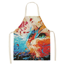 Load image into Gallery viewer, Flower Kitchen Cooking Apron Cute Cat Printed Home Sleeveless Cotton Linen Aprons for Men Women Baking Accessories