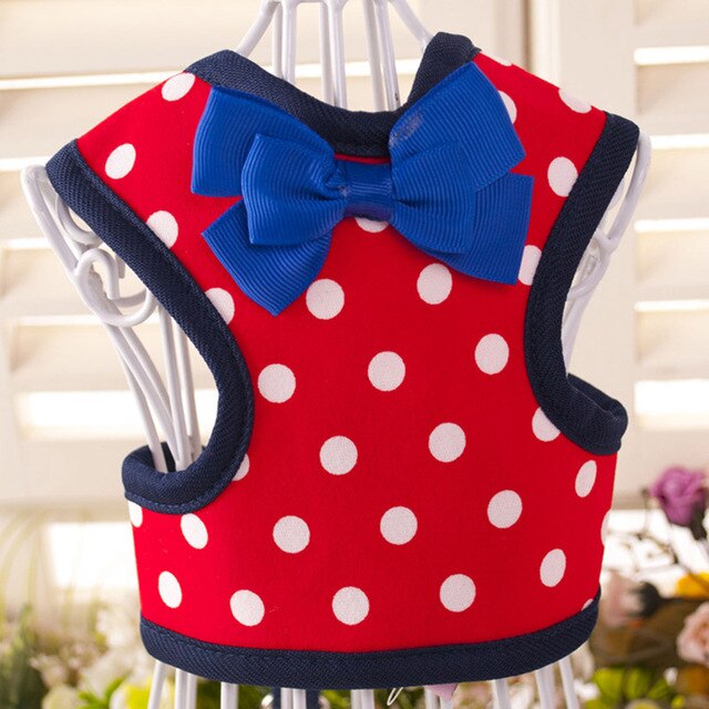 Small Dog Harness Leash Set Vest Clothes for Dogs Cats Chest Strap Adjustable Bow Tie Leash