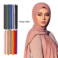 Load image into Gallery viewer, Plain Color Long Shawl Scarves Modal Jersey Hijab Muslim Headscarf Soft Black Women's Turban Tie Headband HeadWrap Lightweight