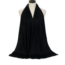 Load image into Gallery viewer, Plain Color Long Shawl Scarves Modal Jersey Hijab Muslim Headscarf Soft Black Women's Turban Tie Headband HeadWrap Lightweight