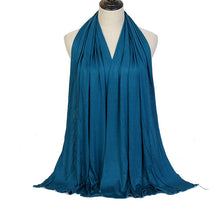 Load image into Gallery viewer, Plain Color Long Shawl Scarves Modal Jersey Hijab Muslim Headscarf Soft Black Women's Turban Tie Headband HeadWrap Lightweight
