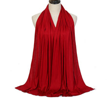 Load image into Gallery viewer, Plain Color Long Shawl Scarves Modal Jersey Hijab Muslim Headscarf Soft Black Women's Turban Tie Headband HeadWrap Lightweight