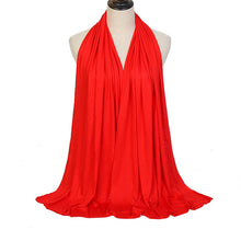 Load image into Gallery viewer, Plain Color Long Shawl Scarves Modal Jersey Hijab Muslim Headscarf Soft Black Women's Turban Tie Headband HeadWrap Lightweight