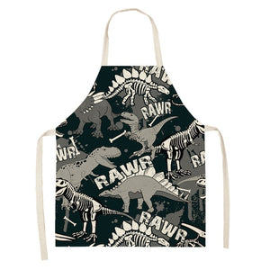 Cartoon Dinosaur Cute Apron For Children Kitchen Cooking Linen Soft Fabric Adults Children Bib Apron