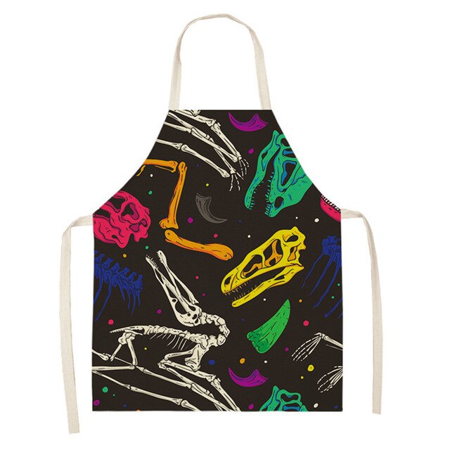 Cartoon Dinosaur Cute Apron For Children Kitchen Cooking Linen Soft Fabric Adults Children Bib Apron