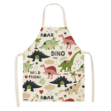 Load image into Gallery viewer, Cartoon Dinosaur Cute Apron For Children Kitchen Cooking Linen Soft Fabric Adults Children Bib Apron