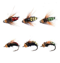 Load image into Gallery viewer, 8PCS #12 Hot Sale Brass Bead Head Fast Sinking Nymph Scud Fly Bug Worm Trout Fishing Flies Artificial Insect Fishing Bait Lure