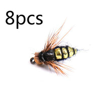 Load image into Gallery viewer, 8PCS #12 Hot Sale Brass Bead Head Fast Sinking Nymph Scud Fly Bug Worm Trout Fishing Flies Artificial Insect Fishing Bait Lure