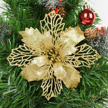 Load image into Gallery viewer, 5pcs 9-16cm Glitter Artifical Christmas Flowers Christmas Tree Decorations for Home Fake Flowers Xmas Ornaments New Year Decor