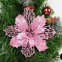 Load image into Gallery viewer, 5pcs 9-16cm Glitter Artifical Christmas Flowers Christmas Tree Decorations for Home Fake Flowers Xmas Ornaments New Year Decor