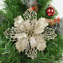 Load image into Gallery viewer, 5pcs 9-16cm Glitter Artifical Christmas Flowers Christmas Tree Decorations for Home Fake Flowers Xmas Ornaments New Year Decor
