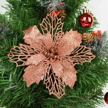 Load image into Gallery viewer, 5pcs 9-16cm Glitter Artifical Christmas Flowers Christmas Tree Decorations for Home Fake Flowers Xmas Ornaments New Year Decor