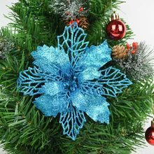 Load image into Gallery viewer, 5pcs 9-16cm Glitter Artifical Christmas Flowers Christmas Tree Decorations for Home Fake Flowers Xmas Ornaments New Year Decor
