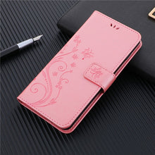Load image into Gallery viewer, iPhone Case Wallet with Card Holder, Embossed Butterfly Premium PU Leather Double Magnetic Buttons Flip Shockproof