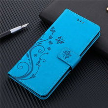 Load image into Gallery viewer, iPhone Case Wallet with Card Holder, Embossed Butterfly Premium PU Leather Double Magnetic Buttons Flip Shockproof
