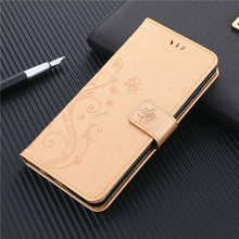 Load image into Gallery viewer, iPhone Case Wallet with Card Holder, Embossed Butterfly Premium PU Leather Double Magnetic Buttons Flip Shockproof