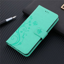 Load image into Gallery viewer, iPhone Case Wallet with Card Holder, Embossed Butterfly Premium PU Leather Double Magnetic Buttons Flip Shockproof