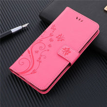 Load image into Gallery viewer, iPhone Case Wallet with Card Holder, Embossed Butterfly Premium PU Leather Double Magnetic Buttons Flip Shockproof