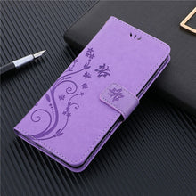 Load image into Gallery viewer, iPhone Case Wallet with Card Holder, Embossed Butterfly Premium PU Leather Double Magnetic Buttons Flip Shockproof