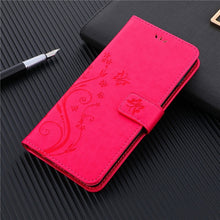 Load image into Gallery viewer, iPhone Case Wallet with Card Holder, Embossed Butterfly Premium PU Leather Double Magnetic Buttons Flip Shockproof