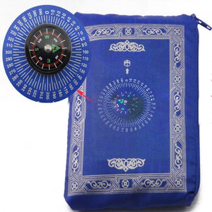 Muslim Prayer Rug Portable Braided Mats Simply Print with Compass In Pouch Travel 100*60cm
