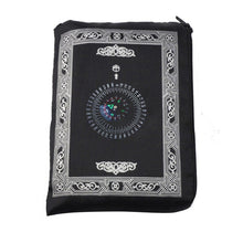 Load image into Gallery viewer, Muslim Prayer Rug Portable Braided Mats Simply Print with Compass In Pouch Travel 100*60cm