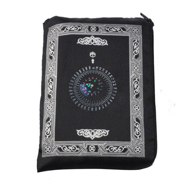 Muslim Prayer Rug Portable Braided Mats Simply Print with Compass In Pouch Travel 100*60cm