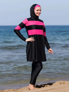 Islamic Women Muslim Swimwear Burkini Hooded Hijab Swimsuit Modest Swim Surf Wear Sport Full Suit for Swimming 3 Piece sets 2020